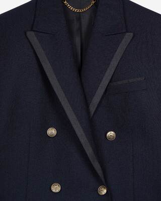 Navy blue wool-blend suit jacket