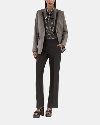 Grey straight suit jacket