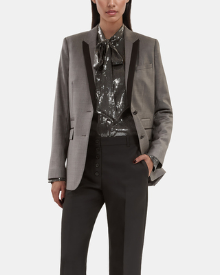 Grey straight suit jacket