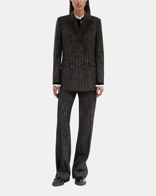 Black pinstripe suit jacket