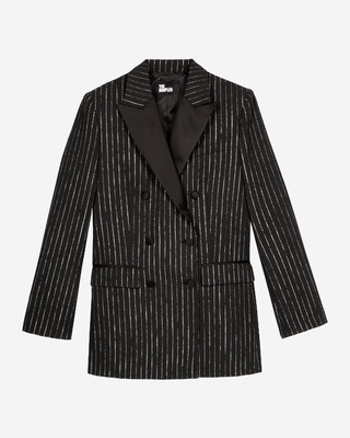 Black pinstripe suit jacket