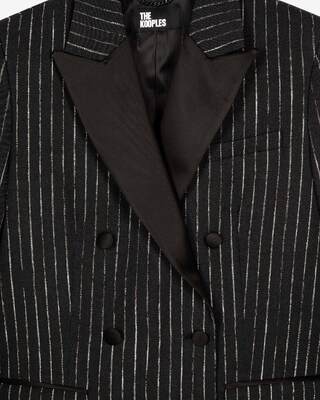 Black pinstripe suit jacket