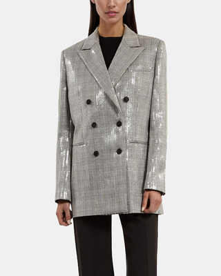 Prince of Wales sequin jacket, grey