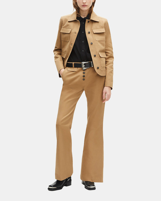 Short jacket in beige cotton and linen