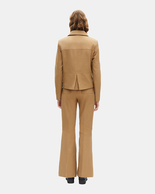 Short jacket in beige cotton and linen