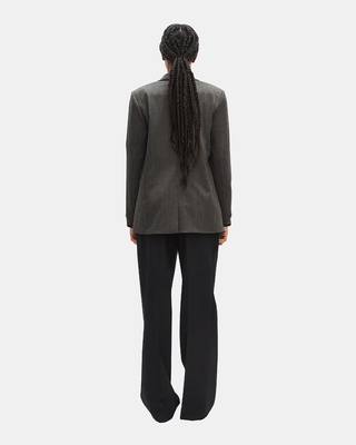 Grey wool-blend striped jacket