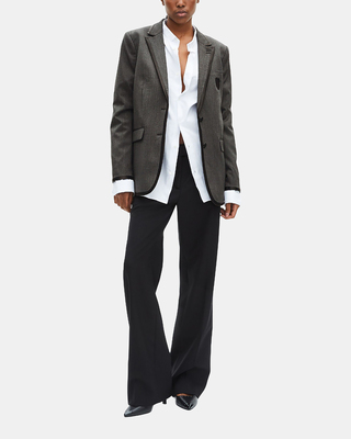 Grey wool-blend striped jacket