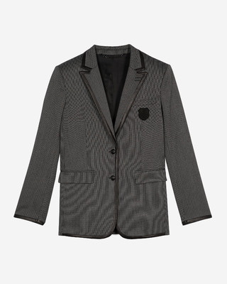 Grey wool-blend striped jacket
