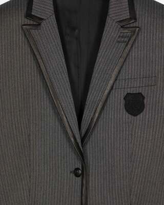 Grey wool-blend striped jacket