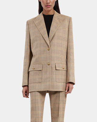 Prince of Wales beige wool suit jacket