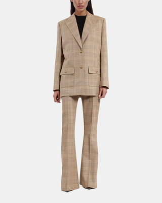 Prince of Wales beige wool suit jacket