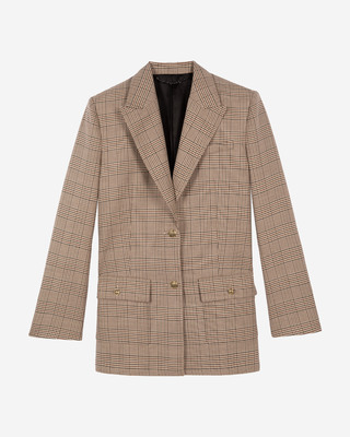 Prince of Wales beige wool suit jacket