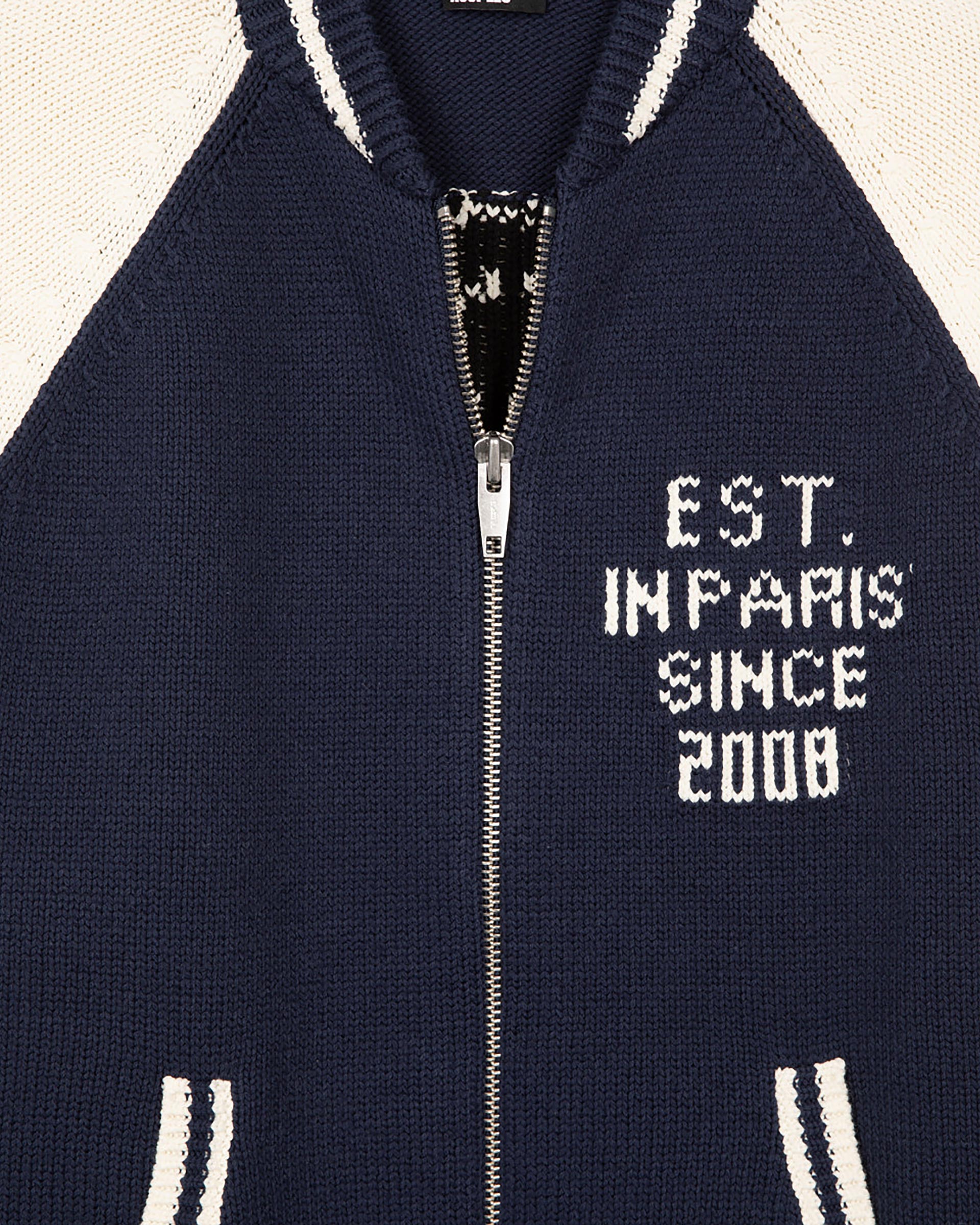 Navy and ecru teddy cardigan