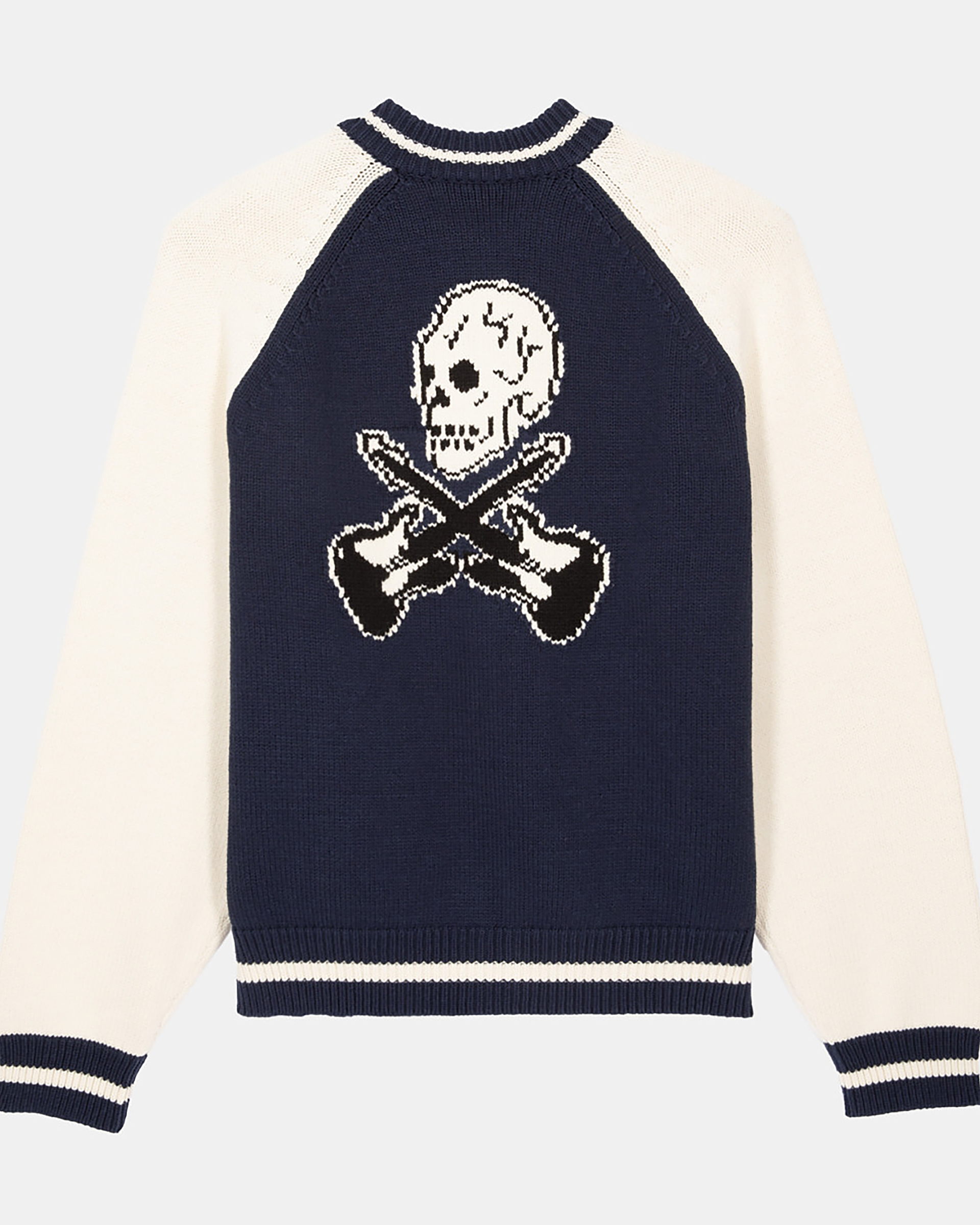 Navy and ecru teddy cardigan