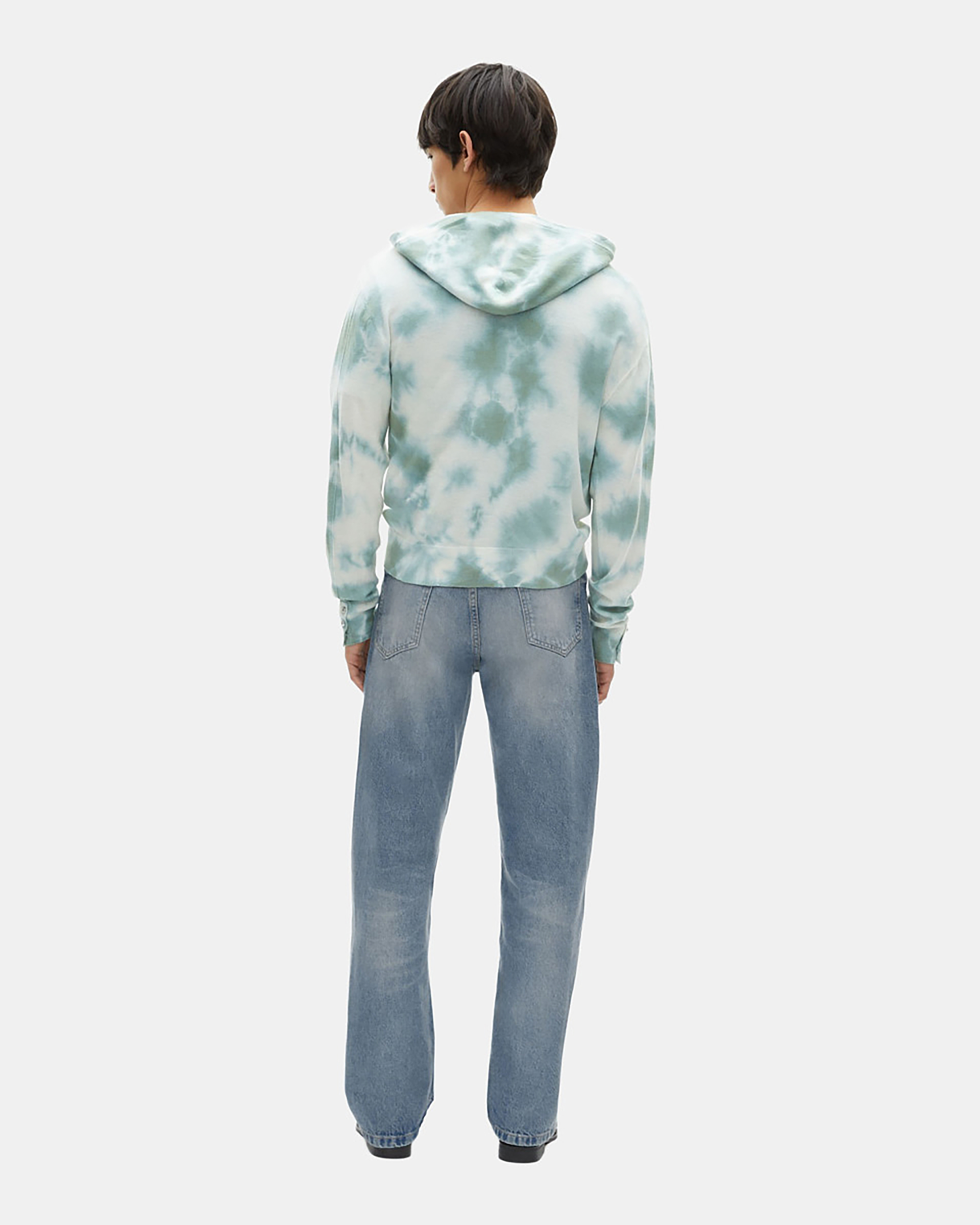 Merino wool tie and dye khaki cardigan