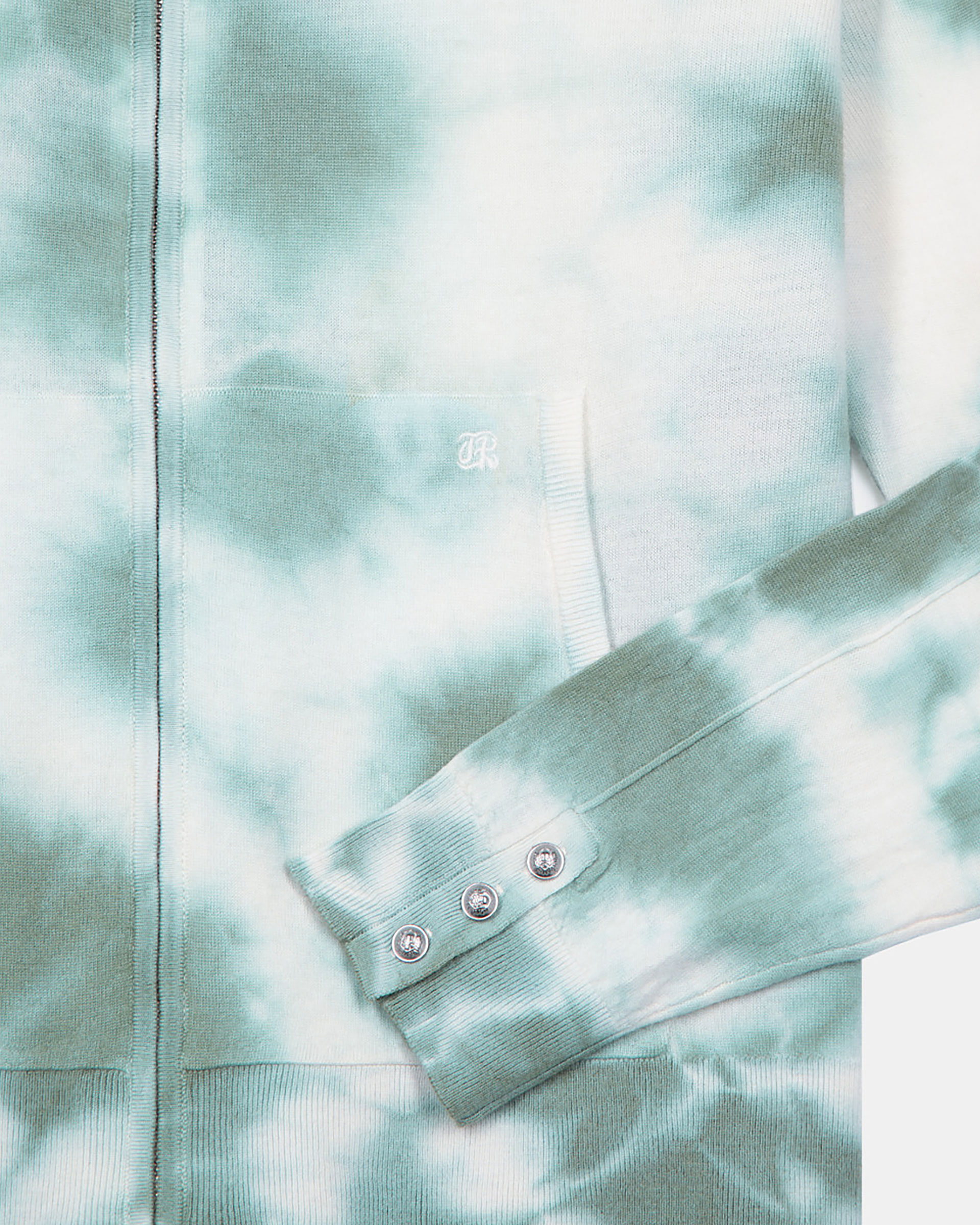 Merino wool tie and dye khaki cardigan