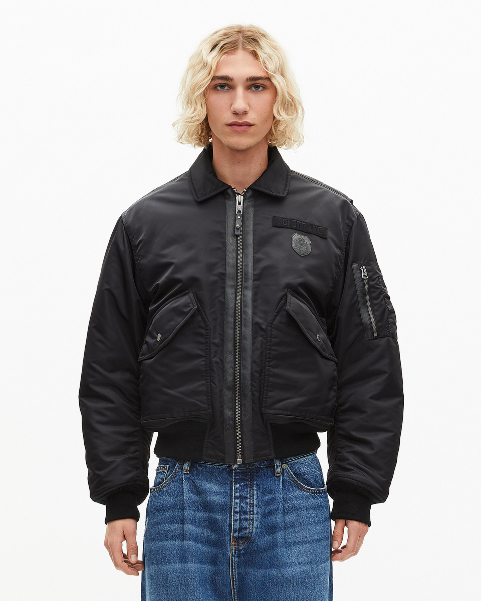 The Kooples x SCHOTT NYC black bomber jacket