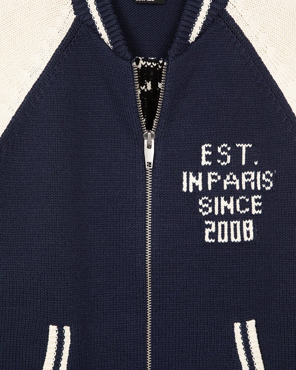 Navy and ecru teddy cardigan