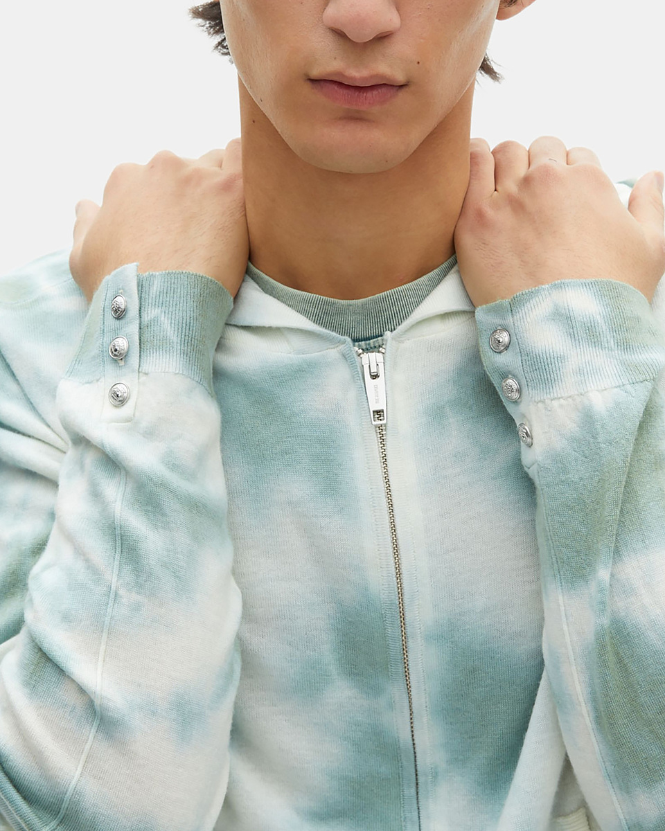 Merino wool tie and dye khaki cardigan