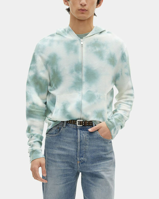 Merino wool tie and dye khaki cardigan