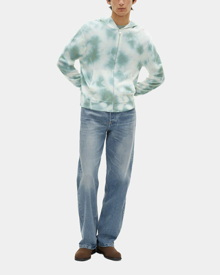 Merino wool tie and dye khaki cardigan