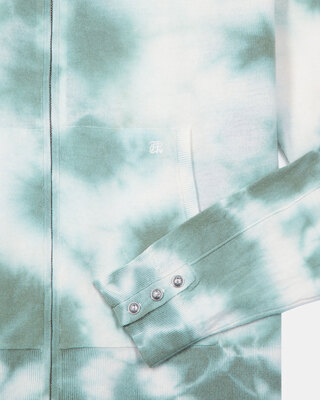 Merino wool tie and dye khaki cardigan