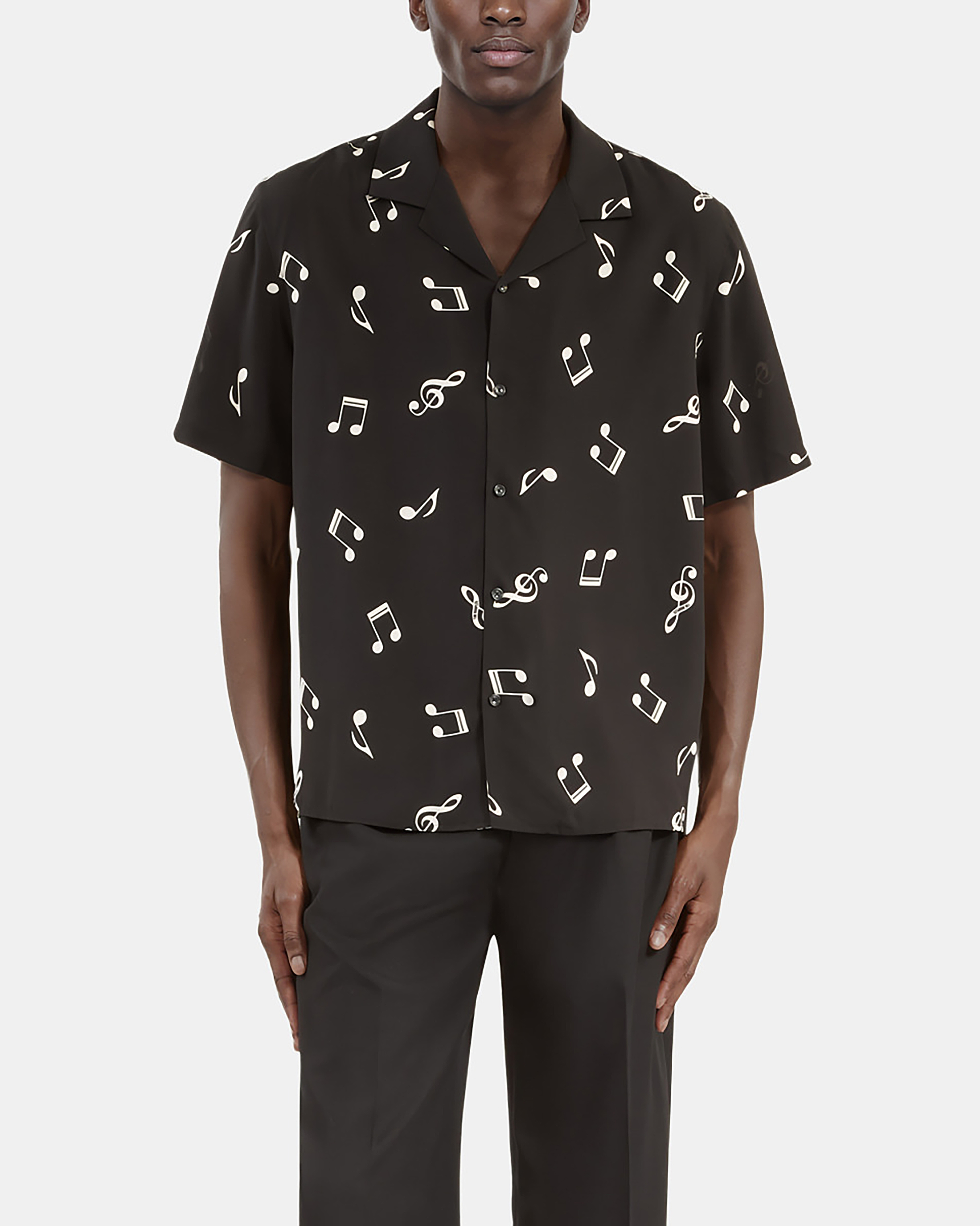 Music print short sleeve shirt