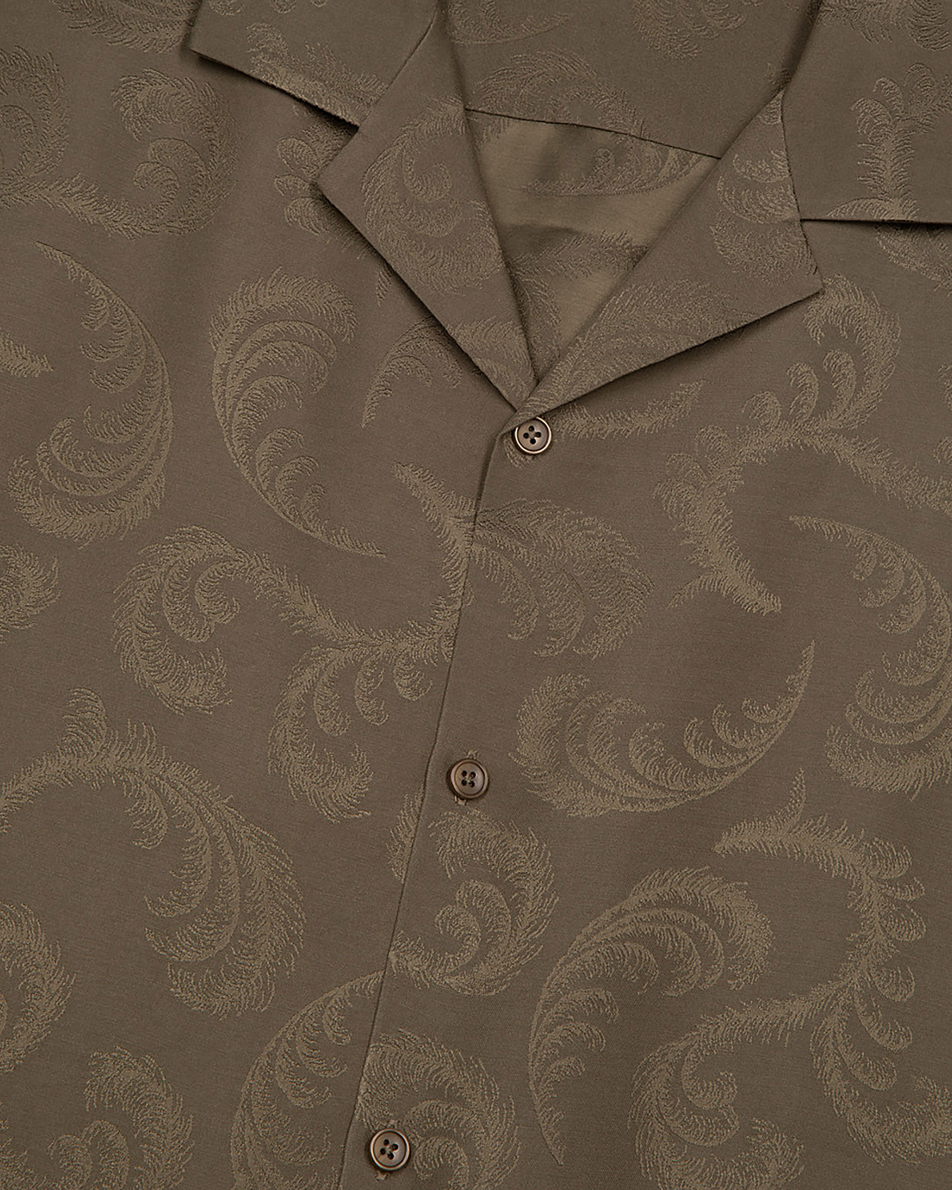 Short-sleeved khaki jacquard shirt