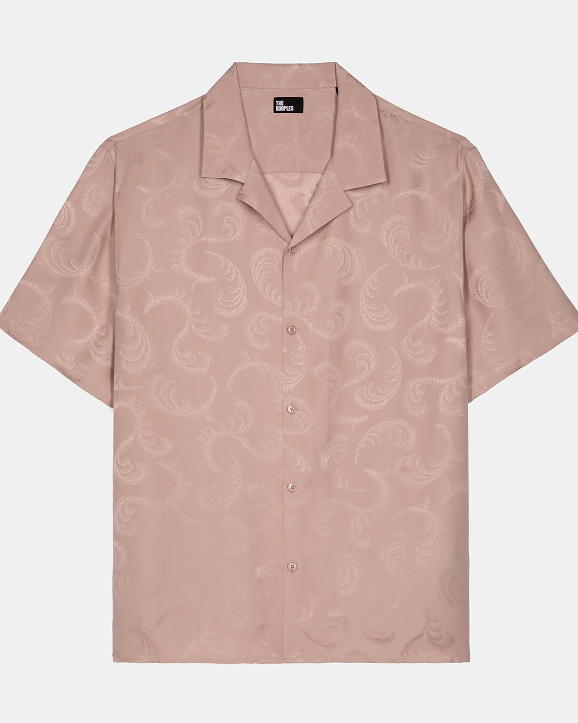 Short-sleeved pink jacquard shirt