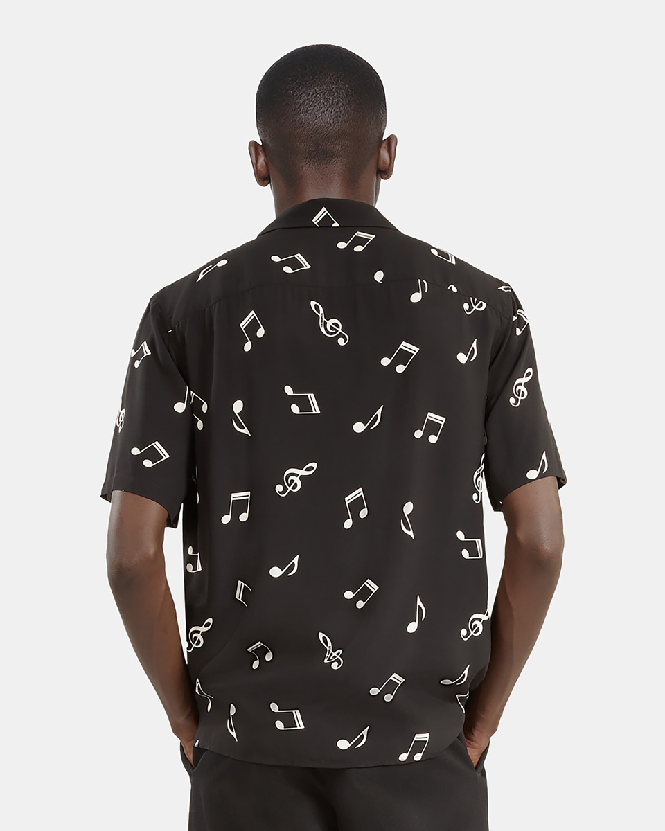 Music print short sleeve shirt
