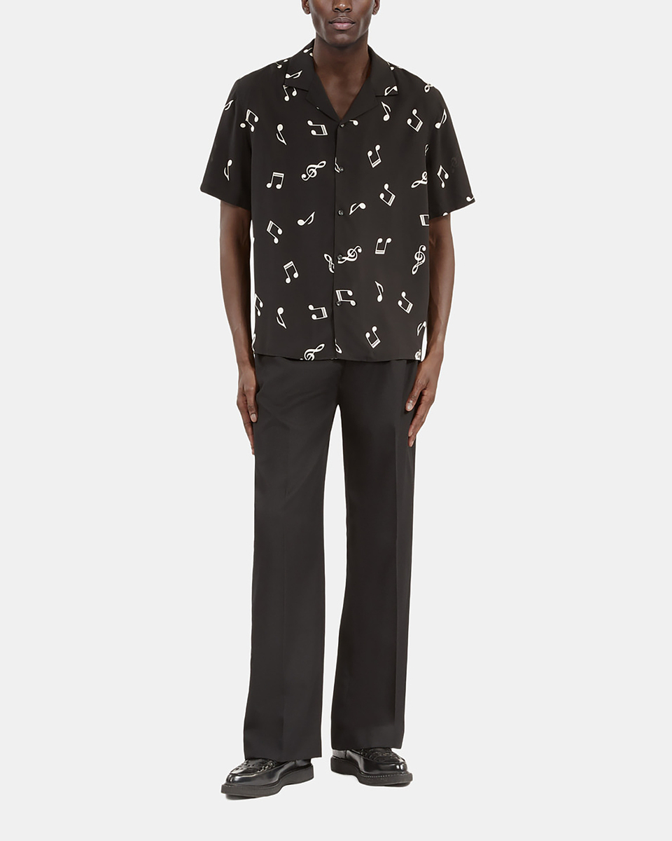 Music print short sleeve shirt