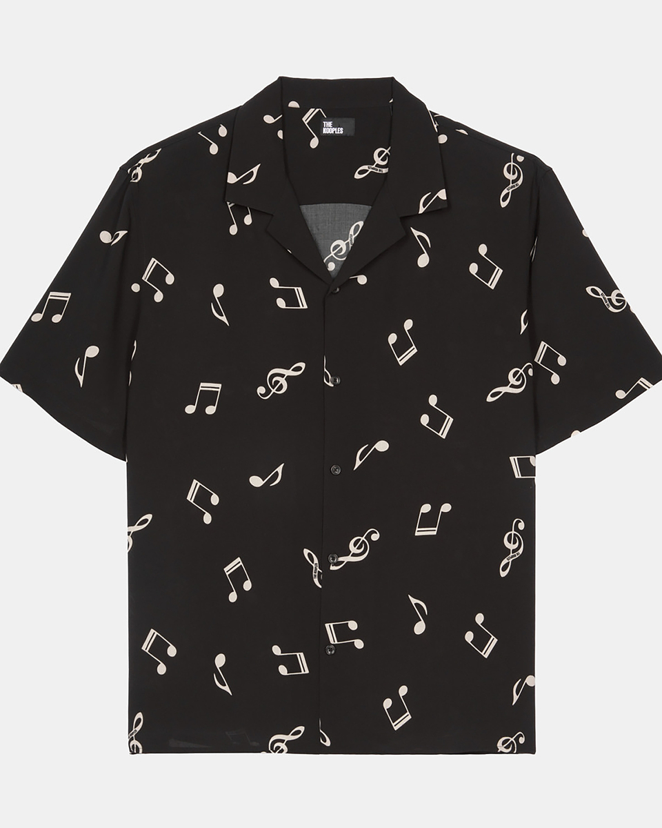 Music print short sleeve shirt
