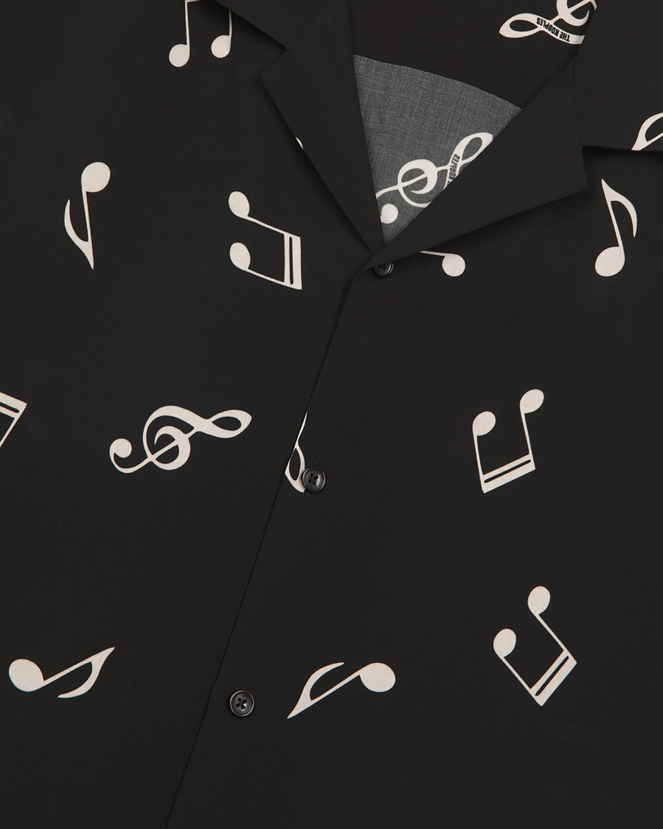Music print short sleeve shirt