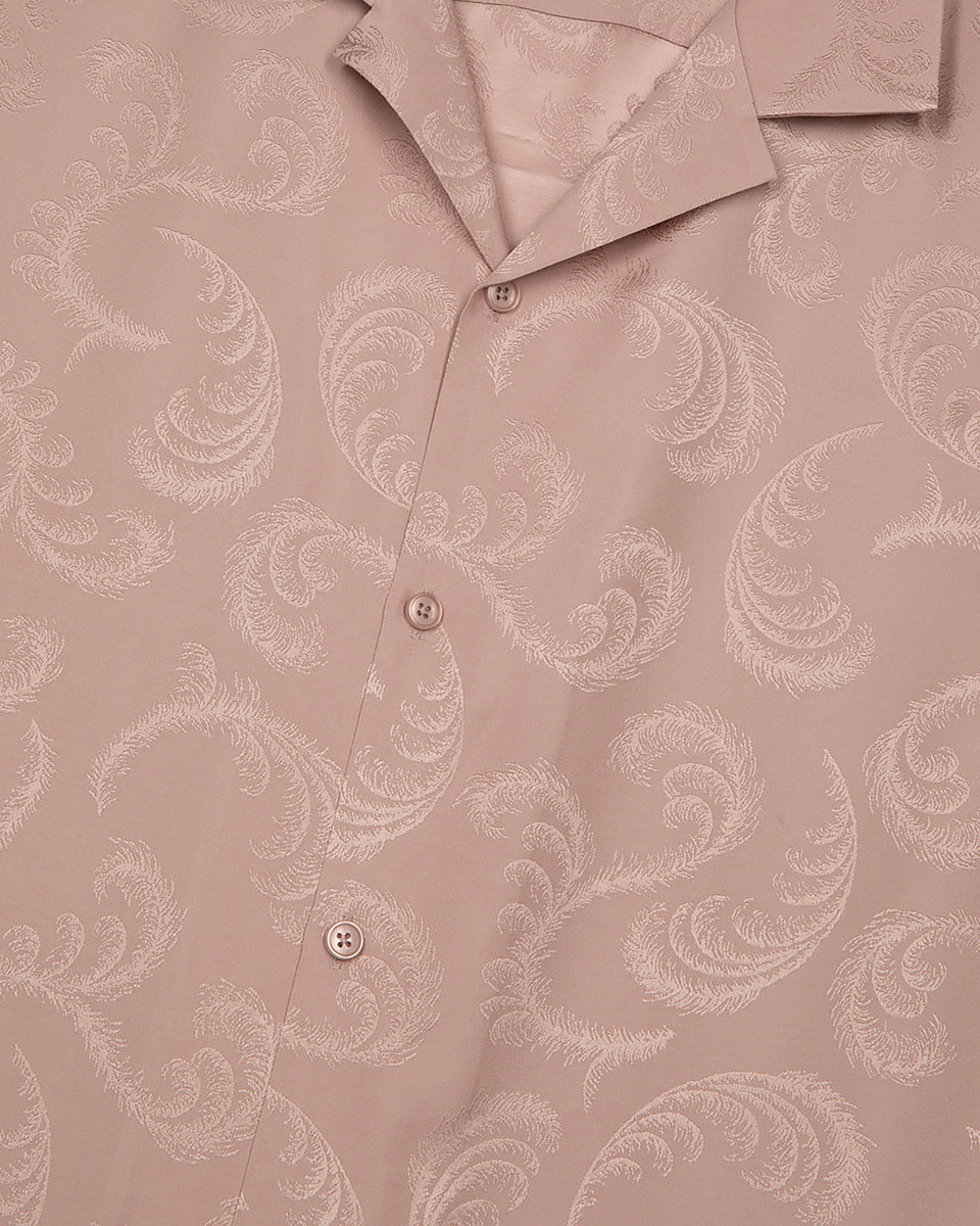 Short-sleeved pink jacquard shirt