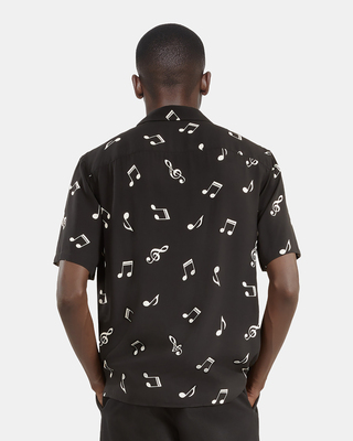 Music print short sleeve shirt