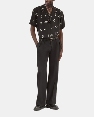 Music print short sleeve shirt
