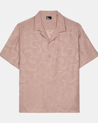 Short-sleeved pink jacquard shirt