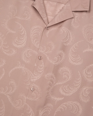 Short-sleeved pink jacquard shirt