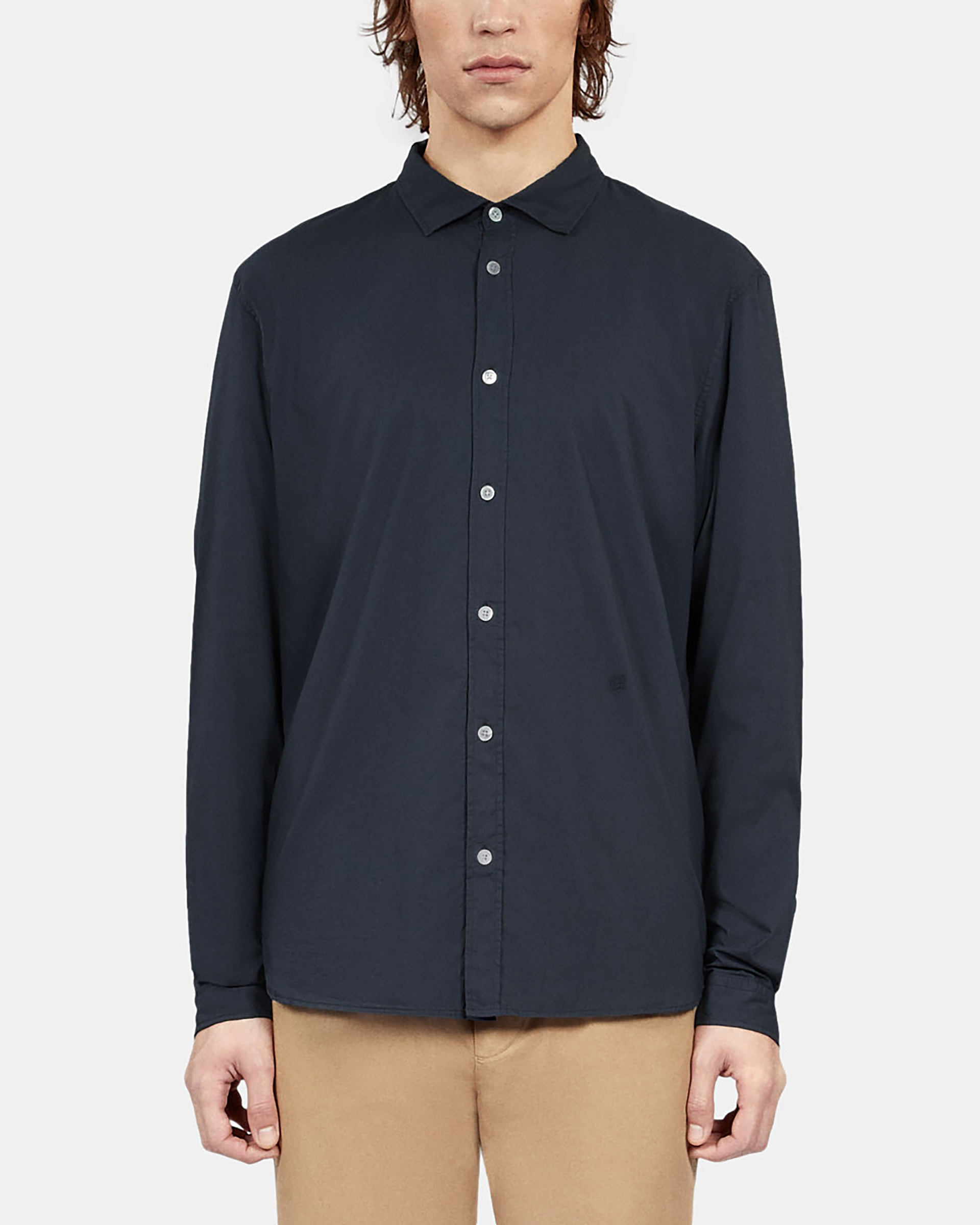 Navy blue cotton voile shirt