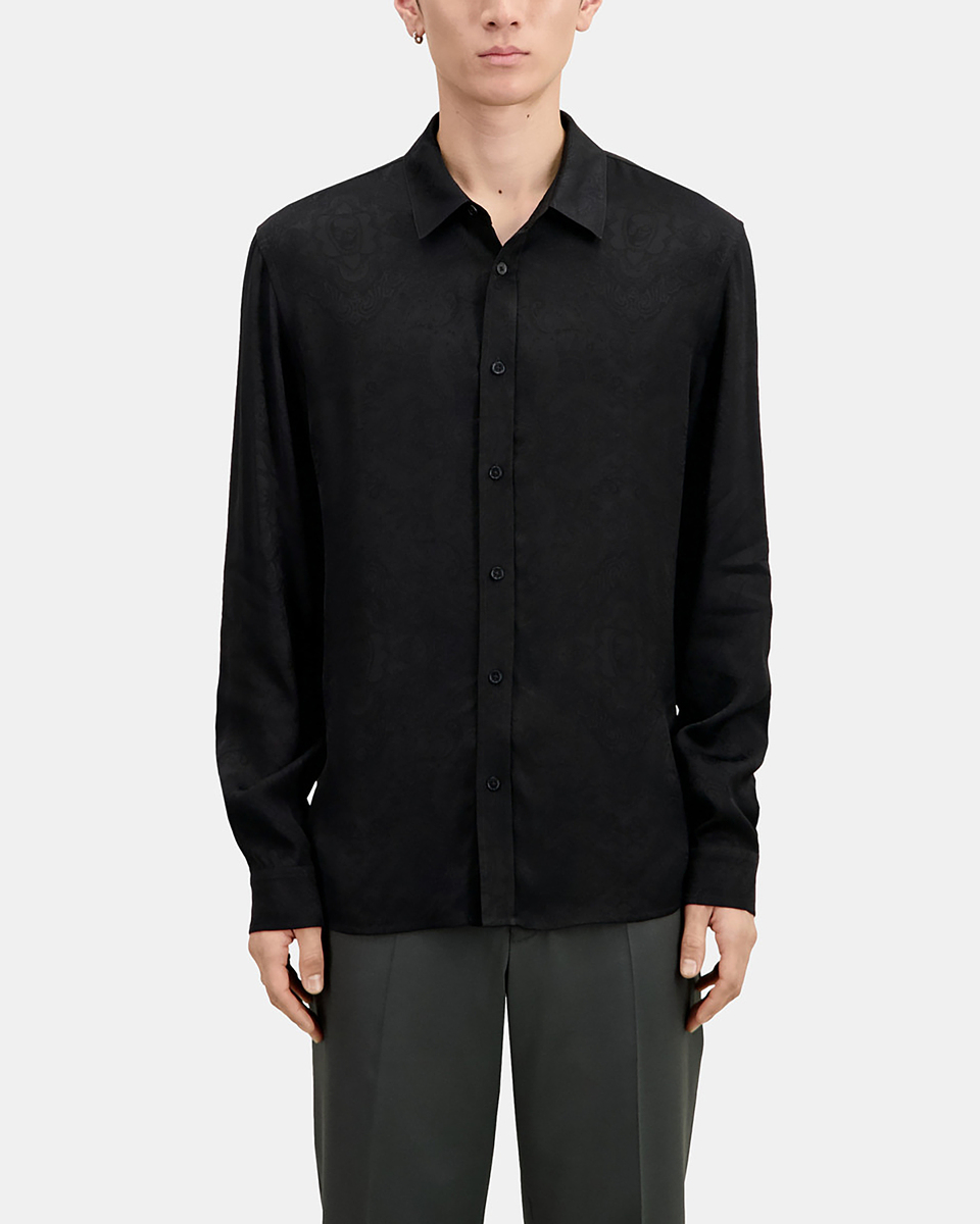 Black jacquard shirt with skulls