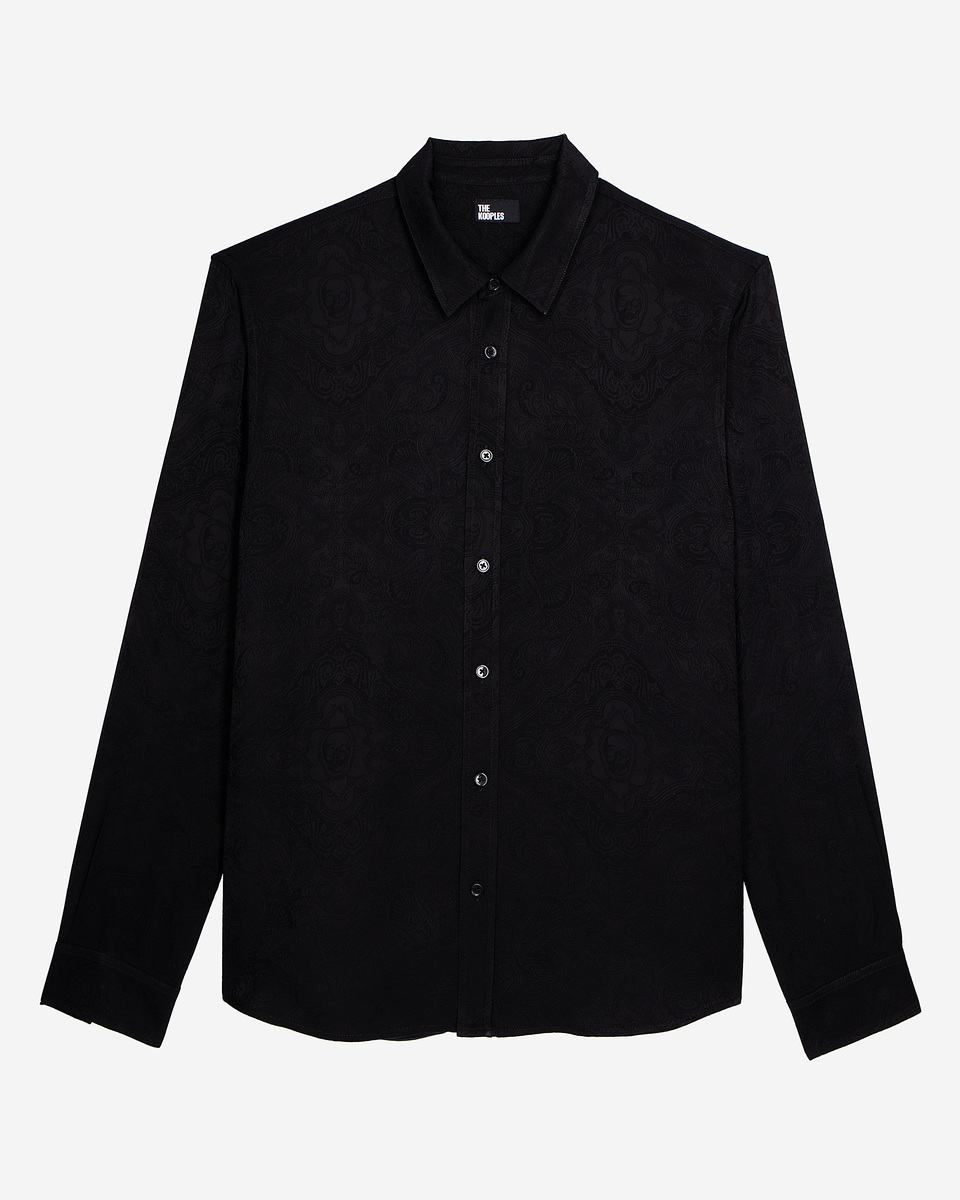 Black jacquard shirt with skulls
