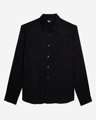 Black jacquard shirt with skulls