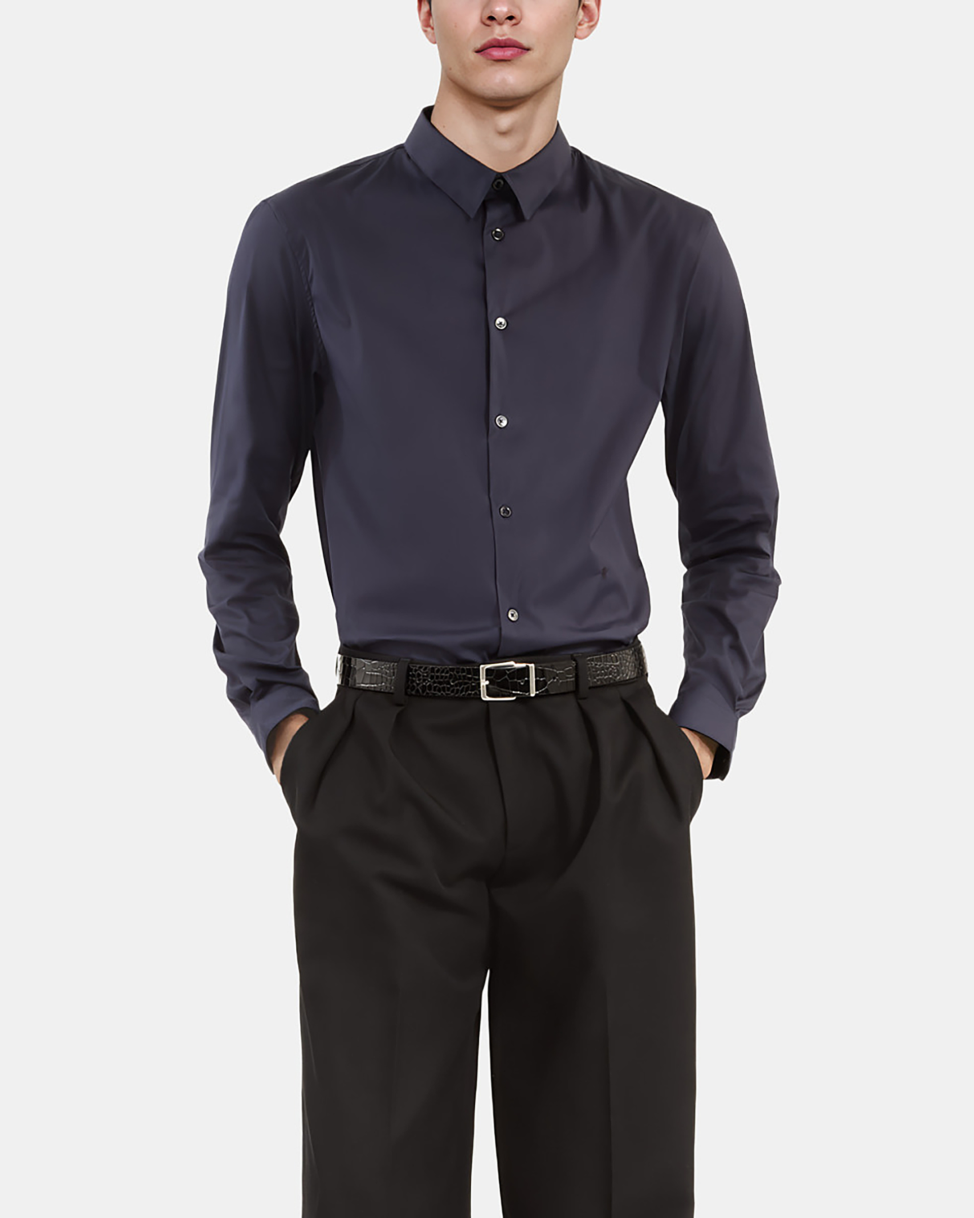Navy blue poplin shirt