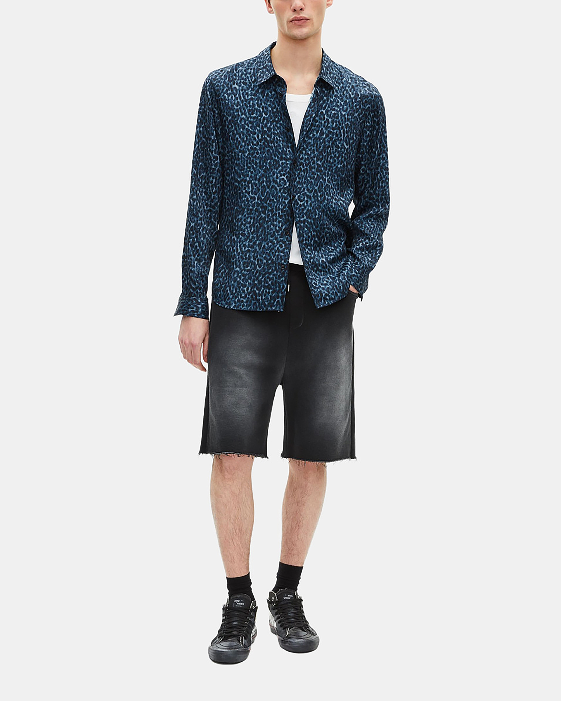 Leopard print silk blend shirt
