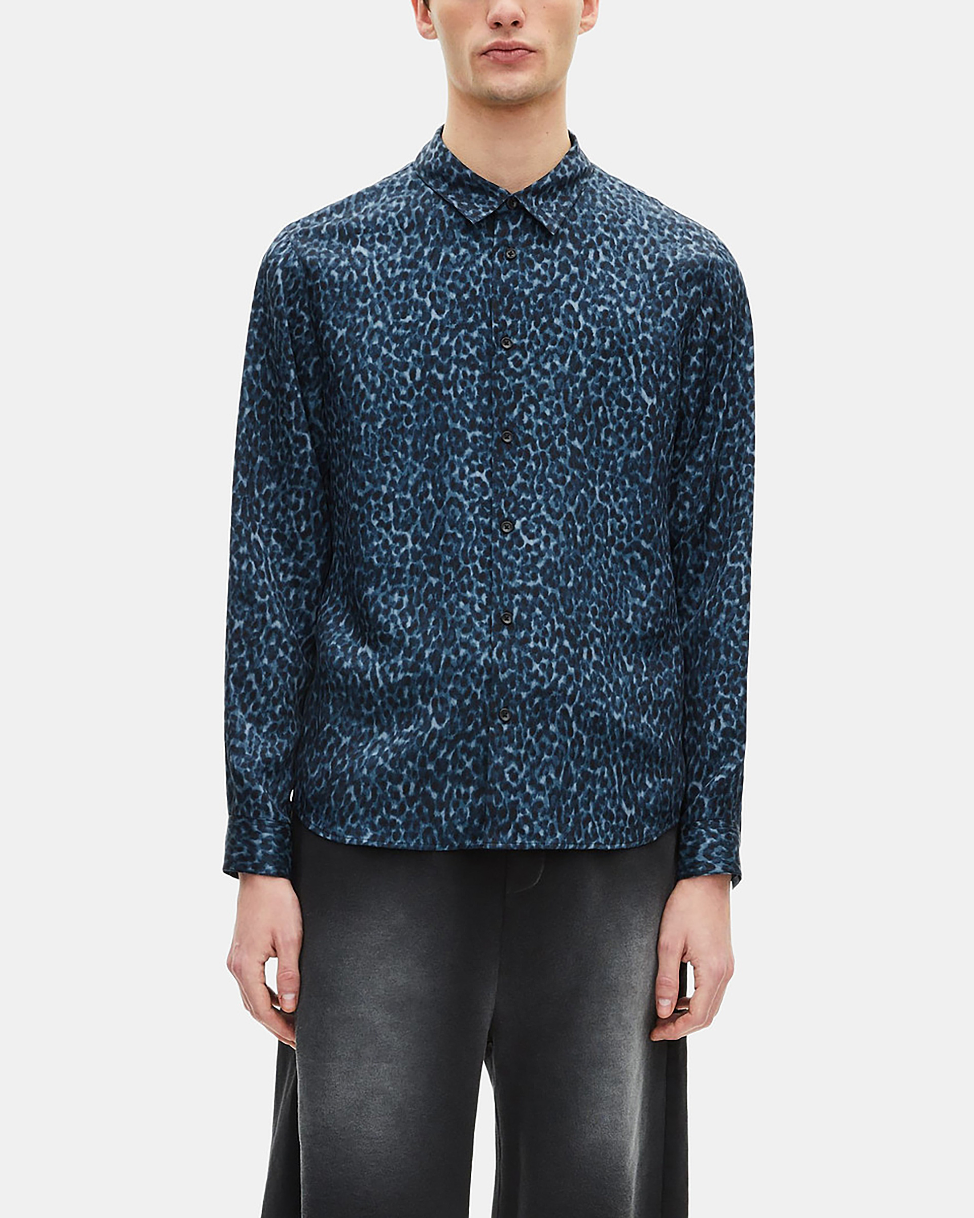 Leopard print silk blend shirt