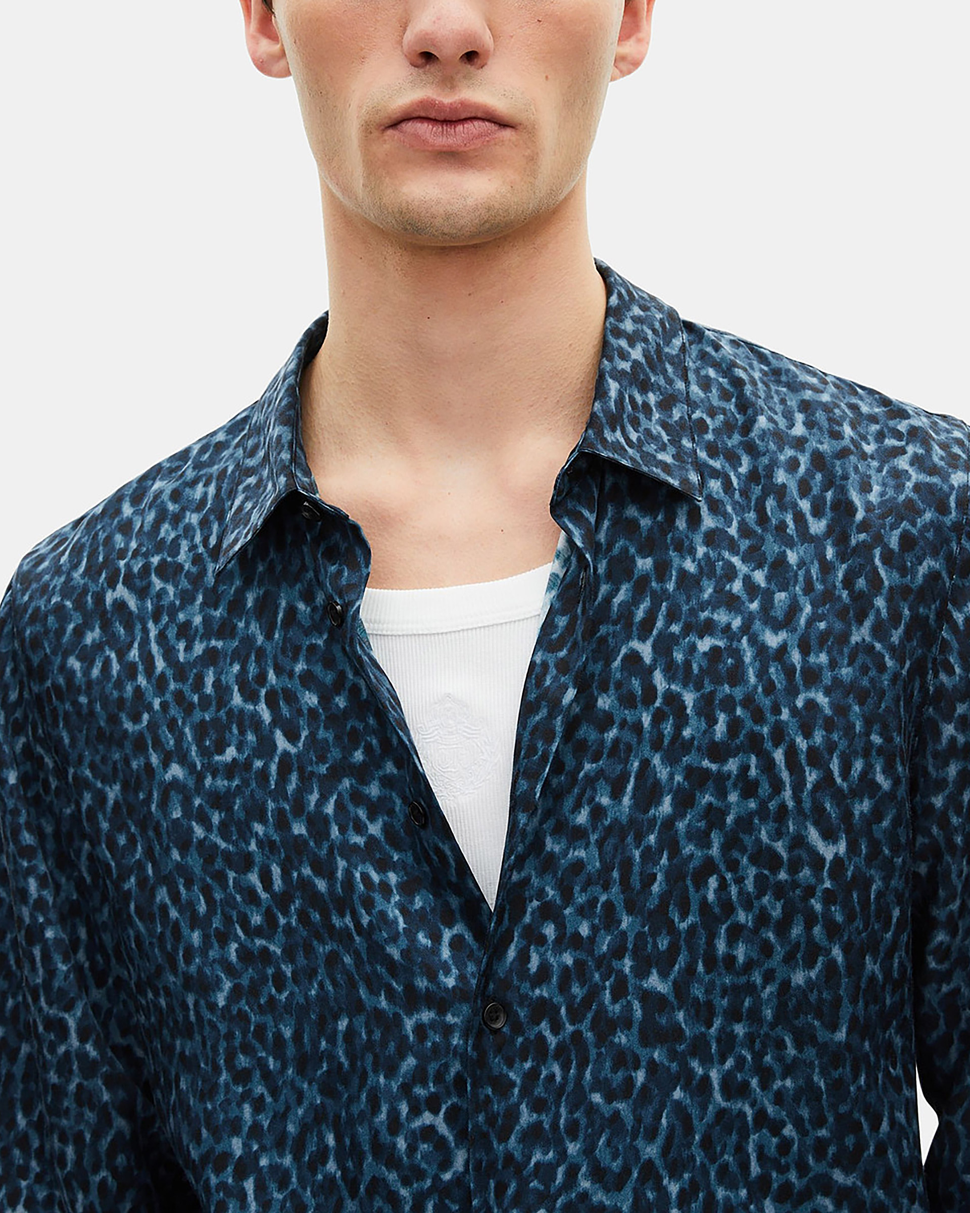 Leopard print silk blend shirt