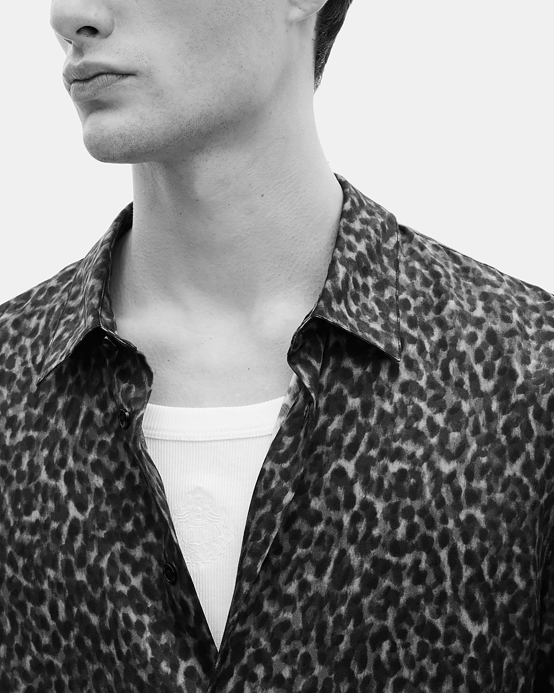 Leopard print silk blend shirt