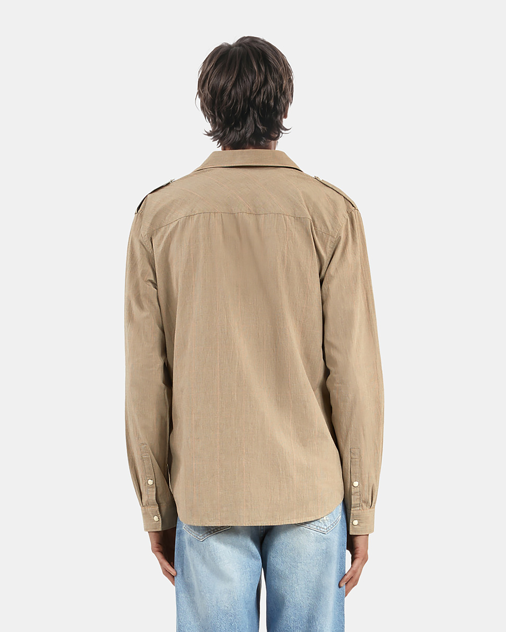 Beige micro check shirt