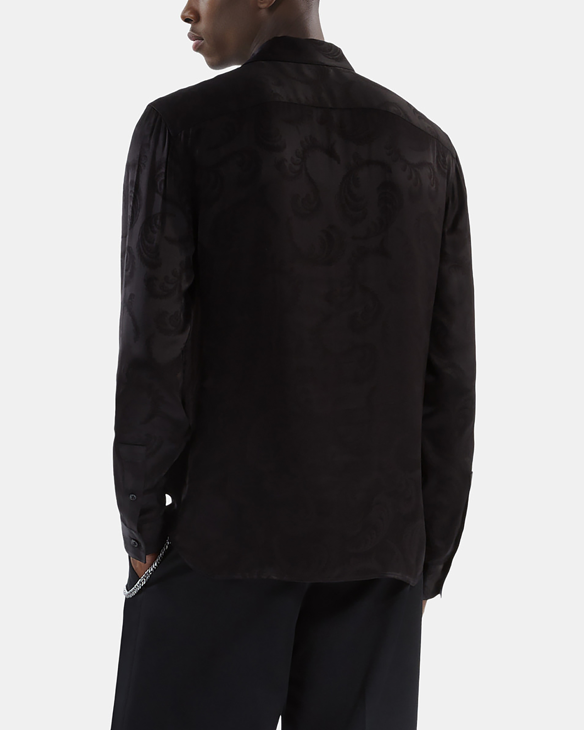 Black feather print jacquard shirt
