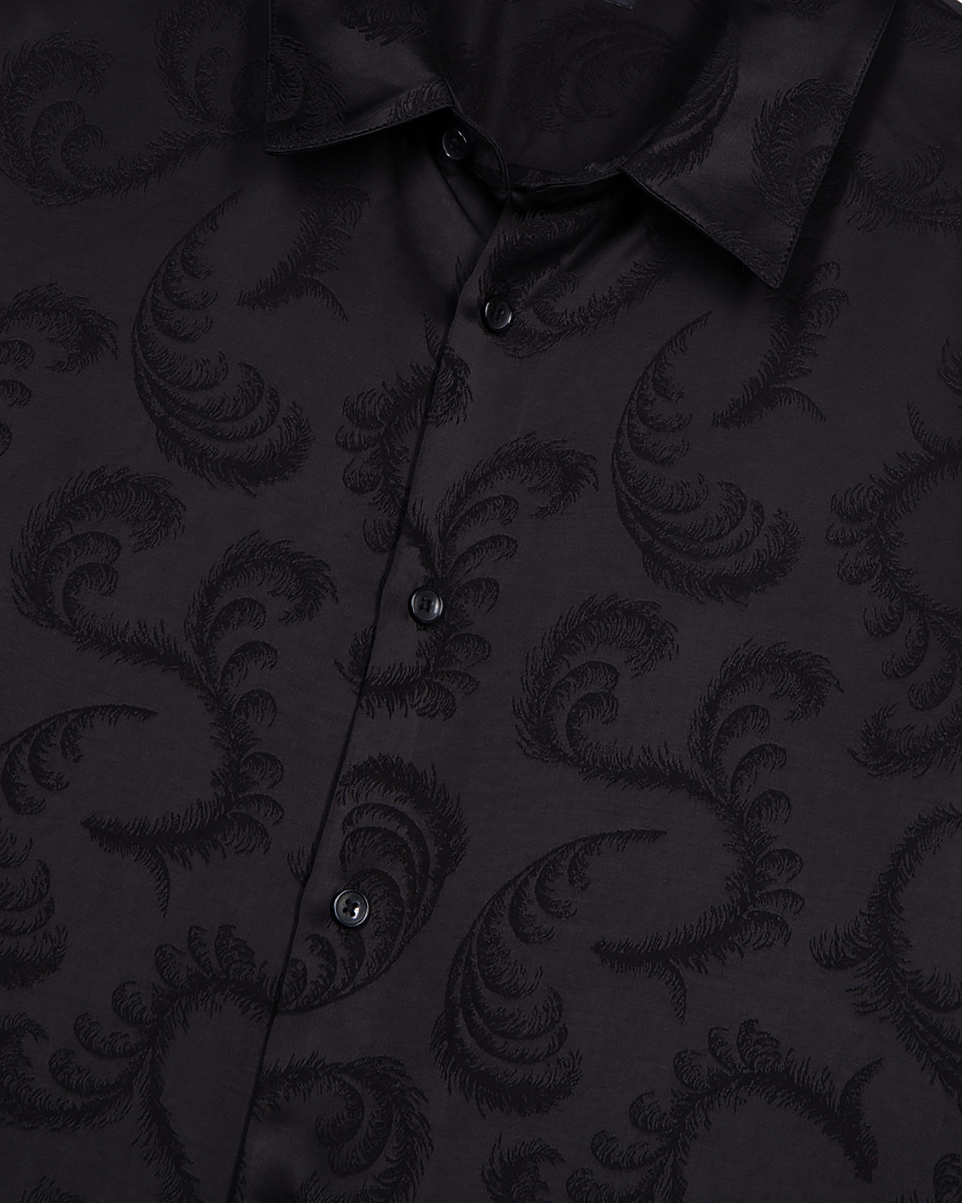 Black feather print jacquard shirt
